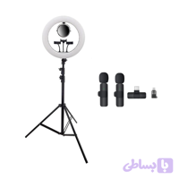 کیت تولید محتوا رینگ لایت مدل YQ-520 با سه پایه نور