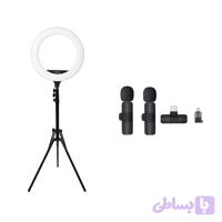 کیت تولید محتوا و بلاگری رینگ لایت هیرو BK416 همراه سه پایه توان 75 وات ، سه پایه و میکروفون K9 dual