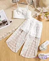 تاپ شلوار دخترانه ساحلی نخی و تور .اسپرت.نیلومد.راحتی