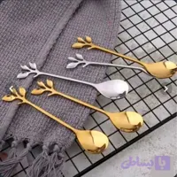 قاشق چایی خوری 6عددی (طلایی،سیلور) طرح برگ