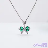 نیم ست نقره طرح پاپیون نگین زمرد