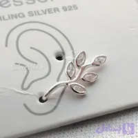 گوشواره کلایمبرز نقره زنانه طرح برگ زیتون با نگین اشکی | برند Accessories