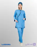 اسکراب شلوار زنانه پزشکی‌ پرستاری مدل فیونا رنگ آبی اطلسی پارچه تمام نخ A+
