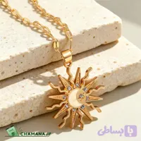 هدیه با نماد انرژی کیهانی برای خانم‌ها — گردنبند زنانه خورشید، ماه و ستاره