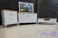 آینه کنسول و میز تی وی رنگی مدل ویکتور – MDF با روکش چوب بلوط و راش طبیعی و رنگ پلی‌استر