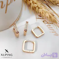 ست گوشواره حلقه‌ای مربعی ژوپینگ دو جفتی نگین‌دار