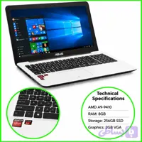لپ‌تاپ ایسوس X555BP با پردازنده AMD A9-9410، رم ۸ گیگابایت و SSD ۲۵۶ گیگابایت