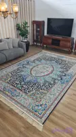 فرش ماشینی چاپی | فرشینه مخمل هازان ترک استپ دار (ضد سر) طرح سنتی کد A105