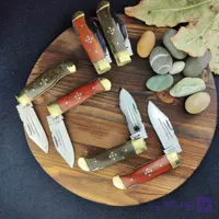 چاقو تاشو ضامن‌دار شفیعی طرح پین‌دار مدل استیل دست ساز زنجان | تیغه استیل 440 آلمانی ضد زنگ، 4 تنوع تیغه و دسته