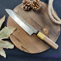 شف نایف تک پولاد مدل ژاپنی دست‌ساز زنجان با تیغه فولاد 50CRV4 (رنگ کوره) و دسته چوب گردو