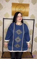 شومیز با خرج کار سنتی پولک دوزی از جنس شانتون سایز بزرگ