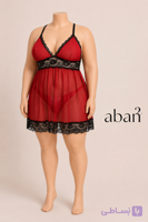 لباس خواب سایز بزرگ قرمز توری برند SHEIN کد 019