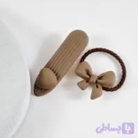 ست کش مو و گیره انبری شمعی مات طرح قلب و پاپیون | دلسامه