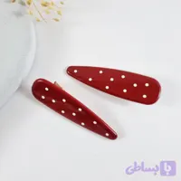 گیره مو انبری بادامی خالدار پک ۲ عددی دخترانه فانتزی | دلسامه