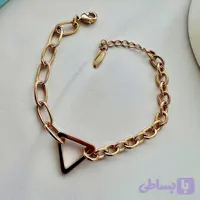 دستبند زنانه ژوپینگ مدل زنجیری با پلاک هندسی طراحی ظریف | دلسامه