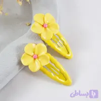 پک ۲ عددی گیره مو تق تقی طرح گل فانتزی رنگ پاستلی دخترانه | دلسامه
