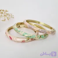 النگو پهن زنانه طرح میناکاری رنگ پاستیلی دور مچ ۱۷ سانت | دلسامه