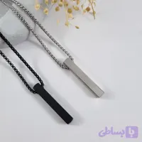 گردنبند مردانه مکعب عشق استیل مشکی و نقره‌ای | دلسامه