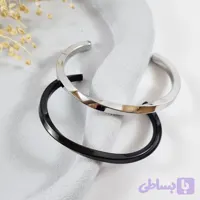 بنگل زنانه استیل طرح پیچ مینیمال در رنگ مشکی و نقره‌ای | دلسامه