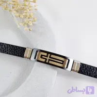 دستبند چرمی مردانه مینیمال اسپرت با یراق استیل | دلسامه