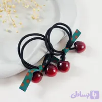 کش مو گیلاسی فانتزی آویزدار طرح گیلاس دخترانه ترند ۲۰۲۶ | دلسامه