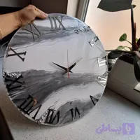 ساعت دیواری رزینی سفید طوسی