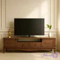 میز تلویزیون آرچین چوب مدل کلاسیک پایه چوبی مناسب برای تلویزیون تا 75 اینچ