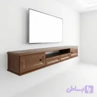 میز تلویزیون دیواری (شلف) آرچین چوب مدل نئوکلاسیک مناسب برای تلویزیون تا ۷۵ اینچ