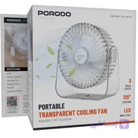 پنکه شارژی رومیزی پرودو Porodo Portable Transparent Cooling Fan PDTFF89