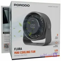 پنکه شارژی رومیزی و دیواری پرودو Porodo Flura Mini Cooling Fan With Desktop & Wall Mount PDF853