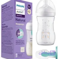 شیشه شیر 260 میل سوپاپ دار نسل جدید ریسپانس اونت طرح خرس و ستاره Philips Avent Response | سیسمونی رنگین