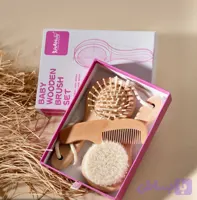 شانه برس سه تیکه چوبی BABY WOODEN BRUSH SET | سیسمونی رنگین