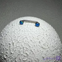 پیرسینگ سارفیس تیتانیوم سنگ اوپال آبی طول پایه 17mm کد 814