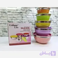 لگن یونیک ۵ تکه رنگی درب پلاستیکی