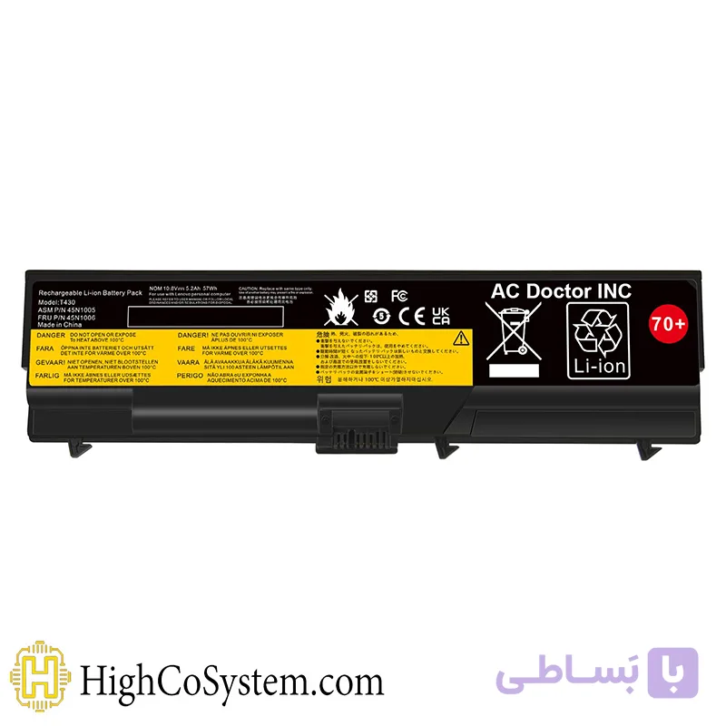 باتری لپ‌تاپ Lenovo ThinkPad T430 مدل 45N1001 ظرفیت 4400mAh