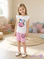 تیشرت و شلوارک دخترانه توت فرنگی مناسب ۳ تا ۷ سال