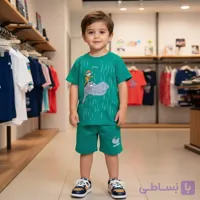 ست تیشرت و شلوارک بچگانه پنبه‌ای دایناسور | 9 ماه تا 5 سال