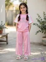 ست دخترانه تیشرت لش و باکسی با شلوار نیم‌بگ مناسب ۷ تا ۱۰ سال