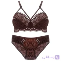 ست شورت و سوتین دانتل قهوه ای کد 321