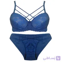 ست شورت و سوتین دانتل فنردار آبی کد 892