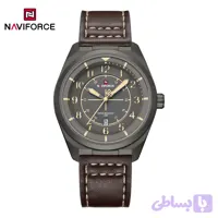ساعت مچی مردانه Naviforce مدل NF9281 | بند چرم قهوه ای، صفحه خاکستری، قاب خاکستری | اسپرت و مقاوم