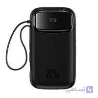پاوربانک باسئوس مدل Qpow2 Dual-Cable ظرفیت 10000 میلی ‌آمپر ساعت