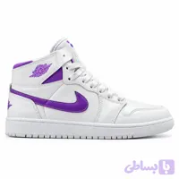 کتونی نایک جردن 1 ساقدار سفید بنفش (خط یاسی) سایز 37 تا 40 | Nike Jordan 1 PURPLE