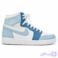 کتونی نایک جردن 1 ساقدار سفید آبی آسمانی سایز 37 تا 40 | Nike Jordan 1 white blue Light