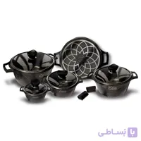 سرویس قابلمه چدن طرح گرانیت ست 10 پارچه برند ایزی کوک