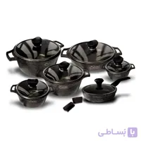 سرویس قابلمه چدن طرح گرانیت ست 12 پارچه برند ایزی کوک