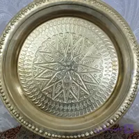 سینی برنجی  قلم زنی شده طرح زنجانی
