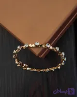 بنگل یا دستبند زنانه فنری با ابکاری طلایی