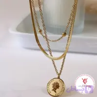 گردنبند 3لاین ماری دیپلمات توپی و سکه الیزابت