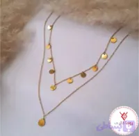 گردنبند زناته دو لاین آویزدار طلایی استیل